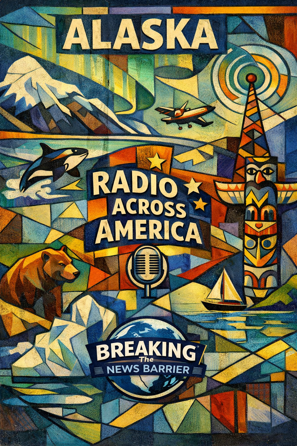 Alaska — Radio Across America (Cubist artwork)